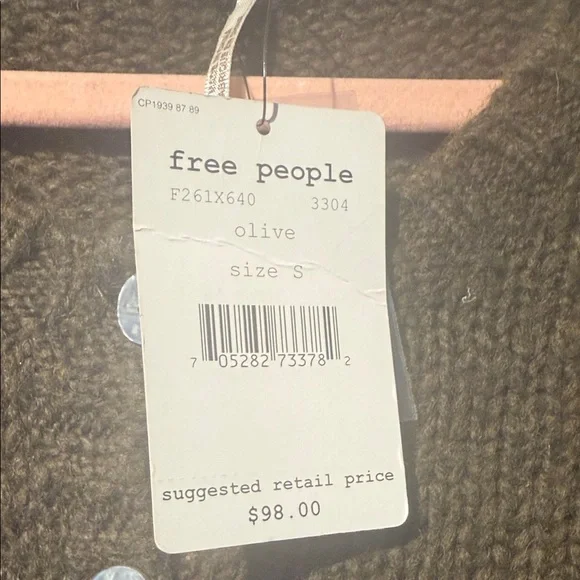 Free People Olive Green Button-Up Cardigan NWT - Picture 3 of 11